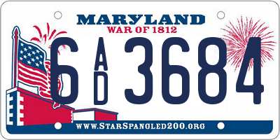 MD license plate 6AD3684