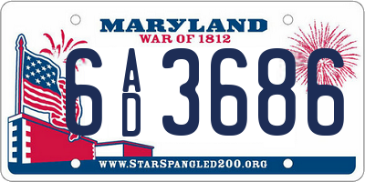 MD license plate 6AD3686
