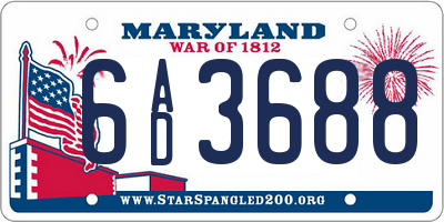 MD license plate 6AD3688