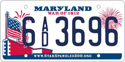 MD license plate 6AD3696