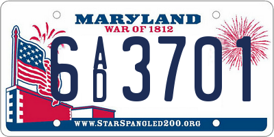 MD license plate 6AD3701