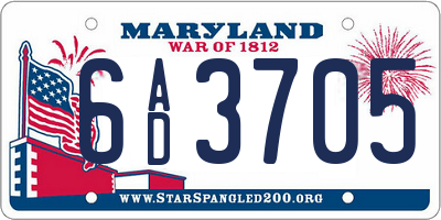 MD license plate 6AD3705
