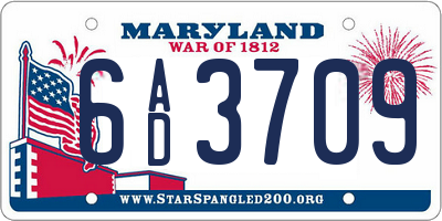 MD license plate 6AD3709
