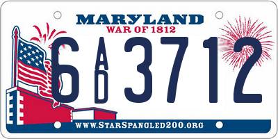 MD license plate 6AD3712