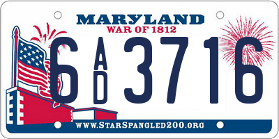 MD license plate 6AD3716