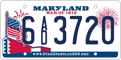 MD license plate 6AD3720