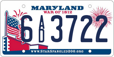 MD license plate 6AD3722
