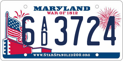 MD license plate 6AD3724