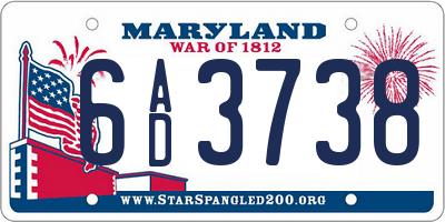 MD license plate 6AD3738