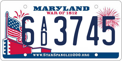 MD license plate 6AD3745