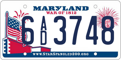 MD license plate 6AD3748