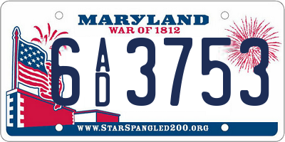 MD license plate 6AD3753