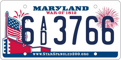 MD license plate 6AD3766