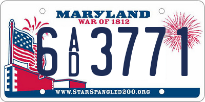 MD license plate 6AD3771