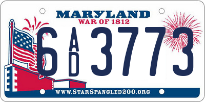 MD license plate 6AD3773