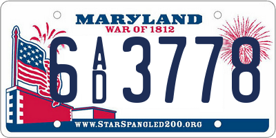 MD license plate 6AD3778