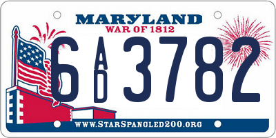 MD license plate 6AD3782