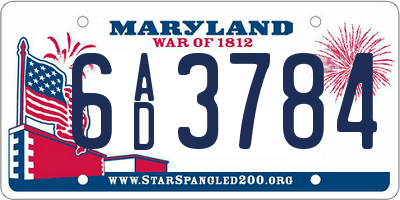 MD license plate 6AD3784