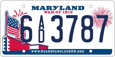 MD license plate 6AD3787