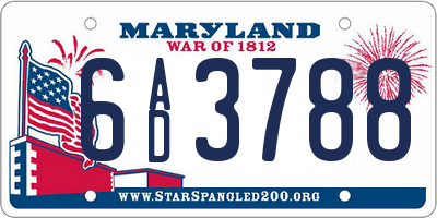 MD license plate 6AD3788