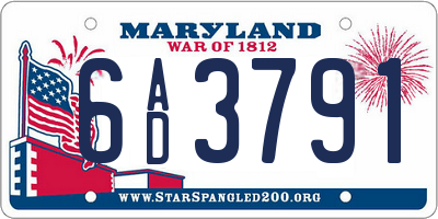 MD license plate 6AD3791