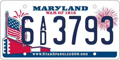 MD license plate 6AD3793