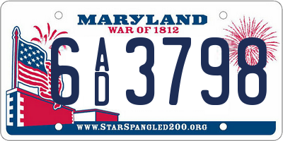 MD license plate 6AD3798