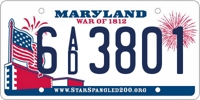 MD license plate 6AD3801