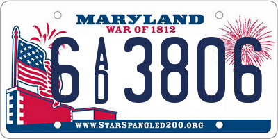 MD license plate 6AD3806