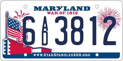 MD license plate 6AD3812