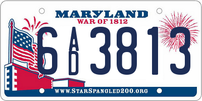 MD license plate 6AD3813