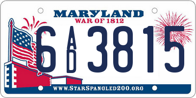 MD license plate 6AD3815
