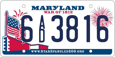 MD license plate 6AD3816