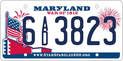 MD license plate 6AD3823