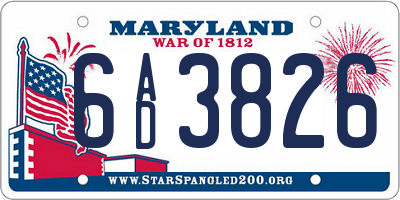 MD license plate 6AD3826