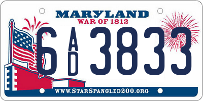 MD license plate 6AD3833