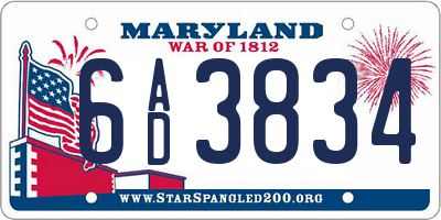 MD license plate 6AD3834