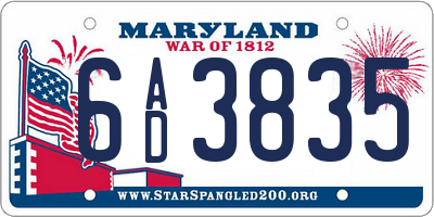 MD license plate 6AD3835