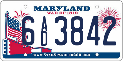 MD license plate 6AD3842