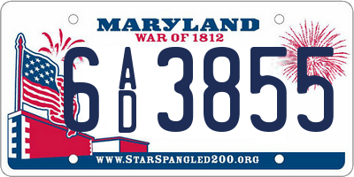 MD license plate 6AD3855
