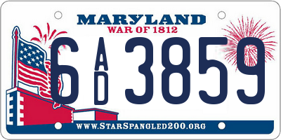 MD license plate 6AD3859