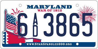 MD license plate 6AD3865