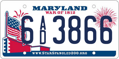 MD license plate 6AD3866