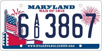 MD license plate 6AD3867