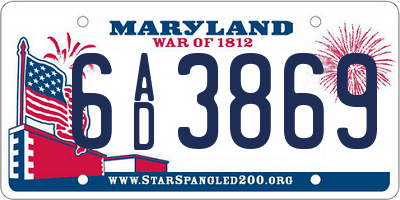 MD license plate 6AD3869