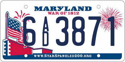 MD license plate 6AD3871