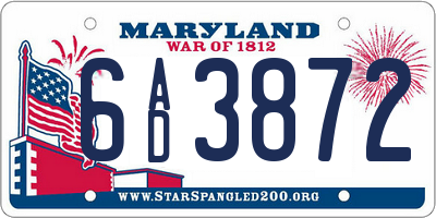 MD license plate 6AD3872