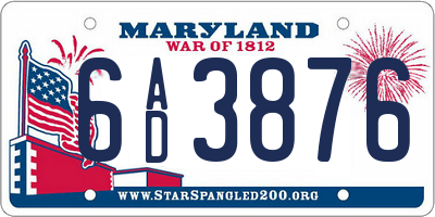 MD license plate 6AD3876