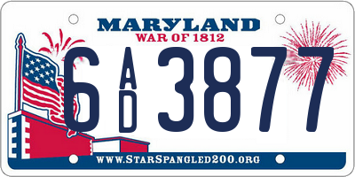 MD license plate 6AD3877