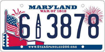 MD license plate 6AD3878